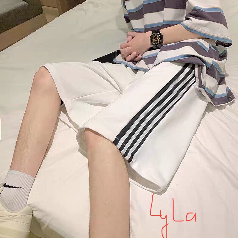 Quần short form rộng 7 màu unisex Quần đùi 3 sọc phong cách Ullangzang nam nữ đều mặc hot trèn vải umi siêu mát