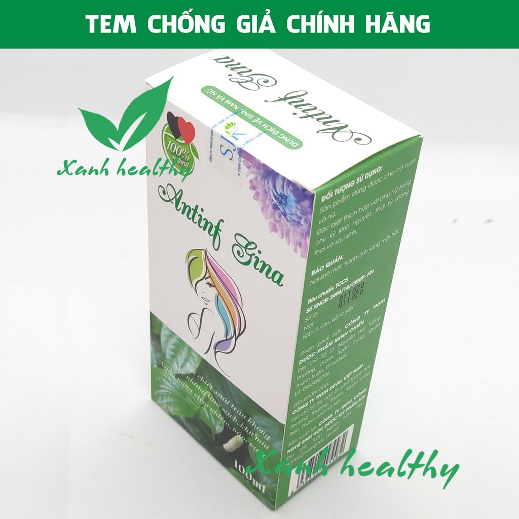 Dung dịch vệ sinh phụ nữ Antinf Gina - Chiết xuất trầu không, lô hội, xạ hương 100% tự nhiên thoáng sạch, khử mùi