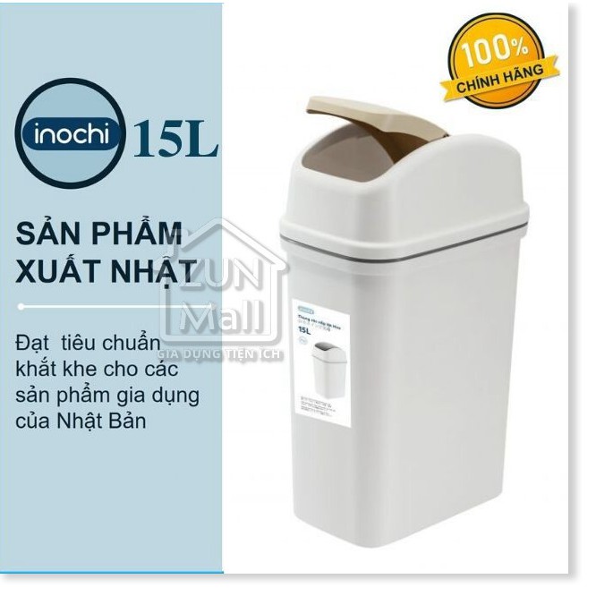 Thùng Rác Nhựa Cao Cấp Nắp Lật 15 Lít Inochi Nhật Bản - Phù Hợp Với Không Gian Sống Hiện Đại