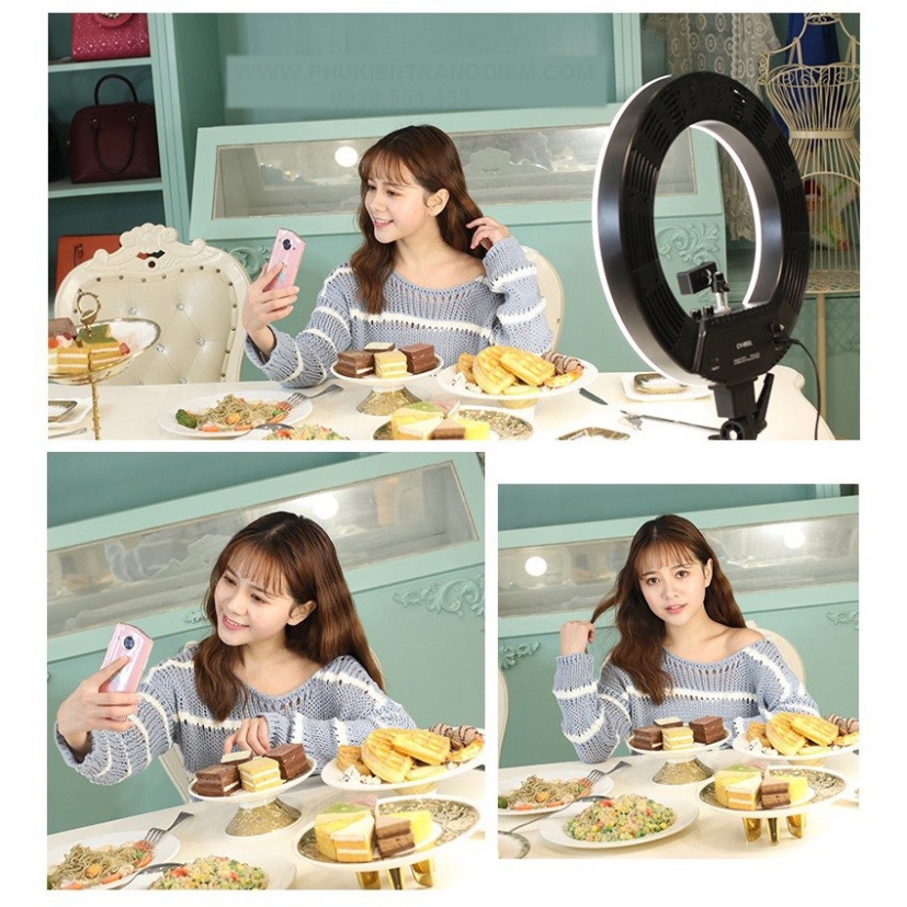 ✅ HCM Bộ Đèn Led Livestream Cao Cấp Size Đại 45cm Kèm Chân Đỡ Kẹp Điện Thoại - Cây Đèn Livestream Make Up Chụp Ảnh Hàng