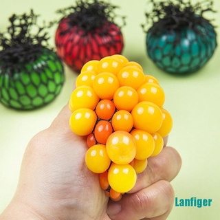 【Lanfiger】Novelty Anti-Stress Squishy Mesh Venting Ball Grape Squeeze Sensory Fruity Toys