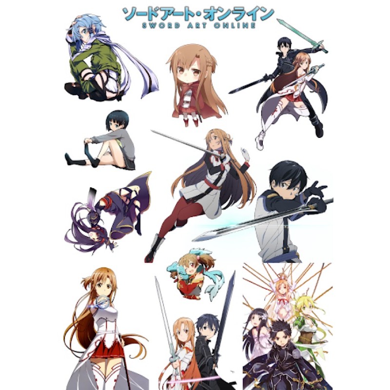 hình dán anime sword art online30-60 cái/ Sticker sword art online