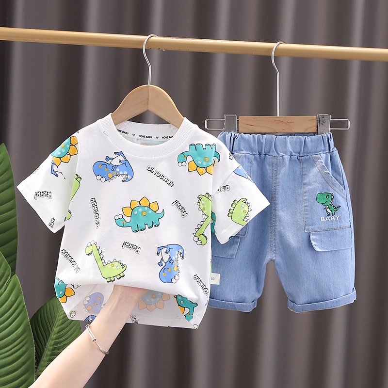 Bộ Đồ Áo Thun Cotton In Họa Tiết Động Vật Hoạt Hình 3D Dành Cho Bé Gái