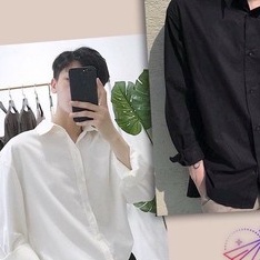 áo sơ mi from rộng nam và nữ màu trắng ,đen_sơ mi nam nữ unisex | BigBuy360 - bigbuy360.vn
