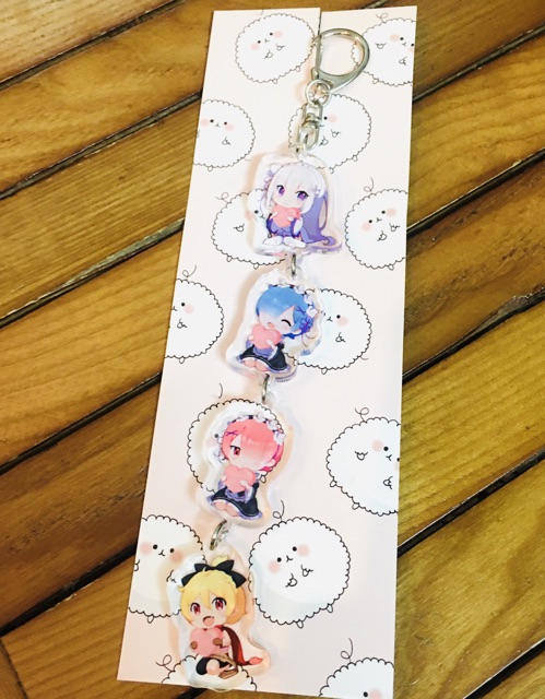 Móc khoá anime re:zero ramrem, móc khoá ramrem