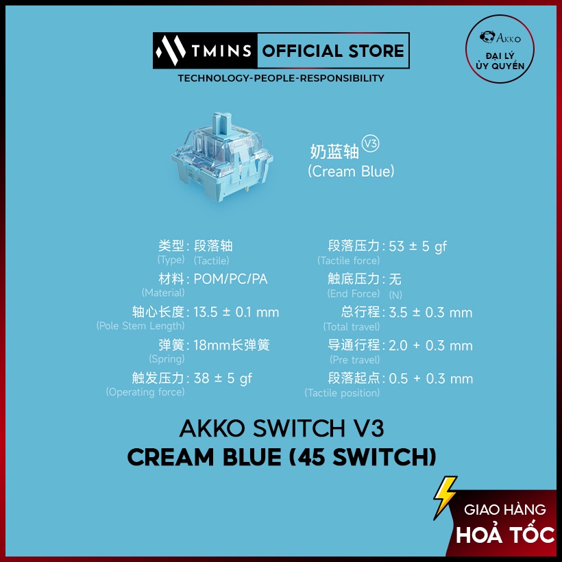 Bộ công tắc AKKO Switch v3 Cream Blue / Cream Yellow
