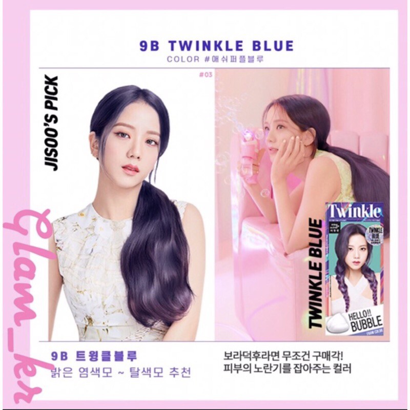 [SẴN_MÀU TÍM XANH DƯƠNG 9B] Thuốc Nhuộm Tóc Blackpink Hello Bubble màu Twinkle Blue 9B Hàn Quốc Chính Hãng