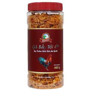 Gà Xé Lá Chanh/Gà Sấy Tỏi Ớt  Doxaco Hũ 400G