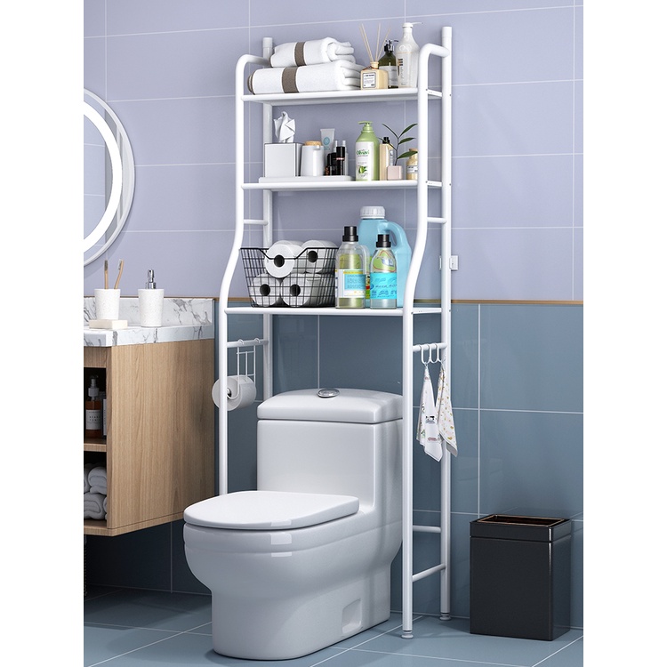 Kệ để đồ toilet/ nhà tắm/ đồ máy giặt 3 tầng bằng kim loại tiện lợi