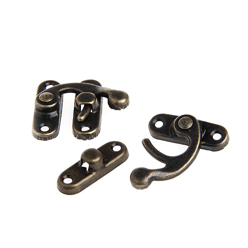 Bộ 12 bản lề móc khóa cổ điển trang trí hộp gỗ/ hộp rượu có ốc vít