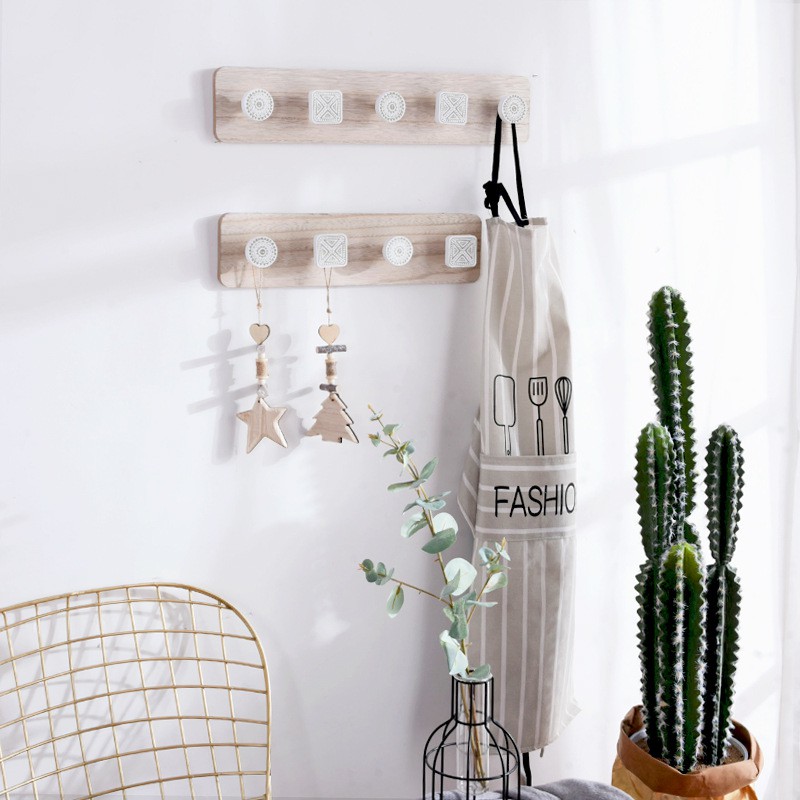 Móc treo quần áo gắn tường bằng gỗ họa tiết vintage, bohemia | BigBuy360 - bigbuy360.vn