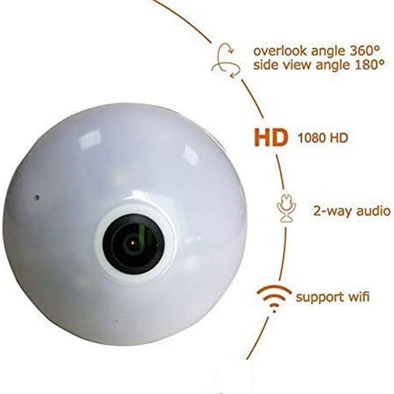 360° 1080P Wireless Panorama Security CCTV Bulb Night Vision Camera