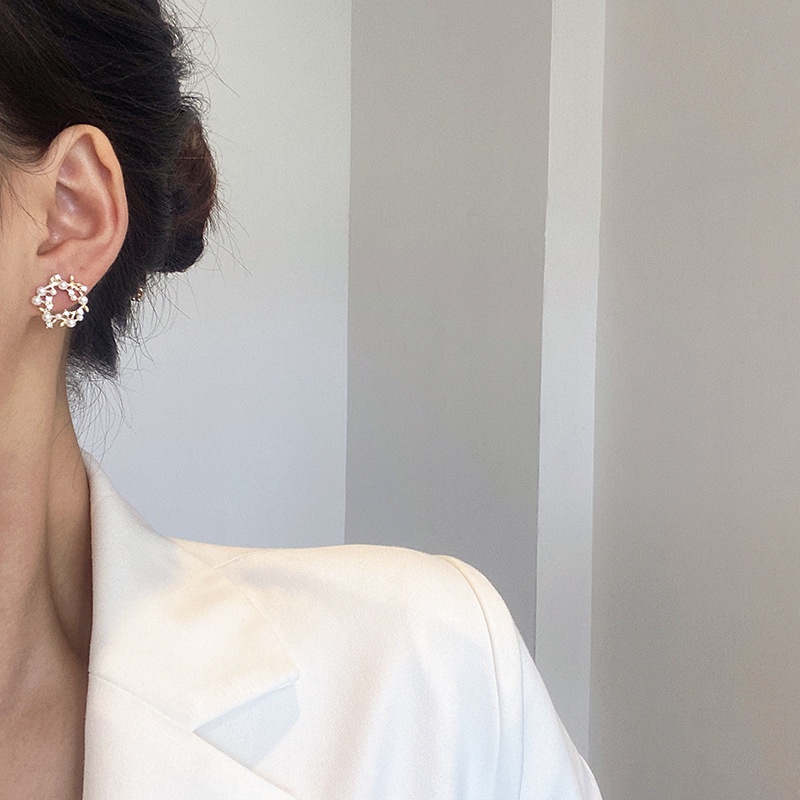 Bông Tai Hình Lá Đính Ngọc Trai Nhân Tạo Thời Trang Cao Cấp 2022