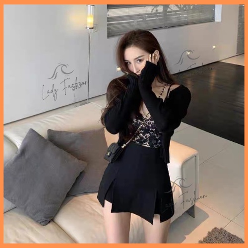 Chân Váy Chữ A Dáng Ngắn Chất Tuyết Mưa Dày Dặn Co Giãn Lưng Cao Xẻ Tà 2 Bên Dáng Ôm Quyến Rũ