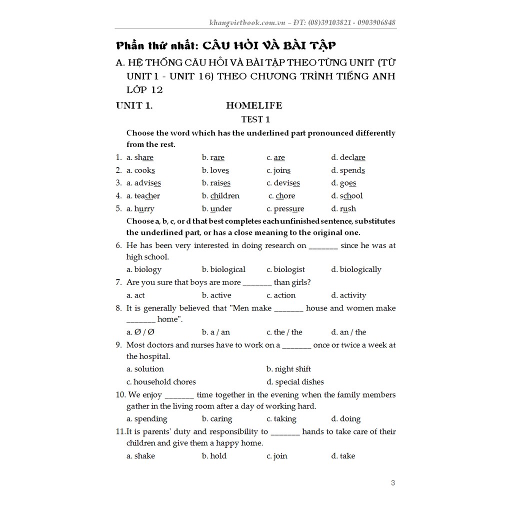Sách - Bài Tập Tiếng Anh 12 Có Đáp Án