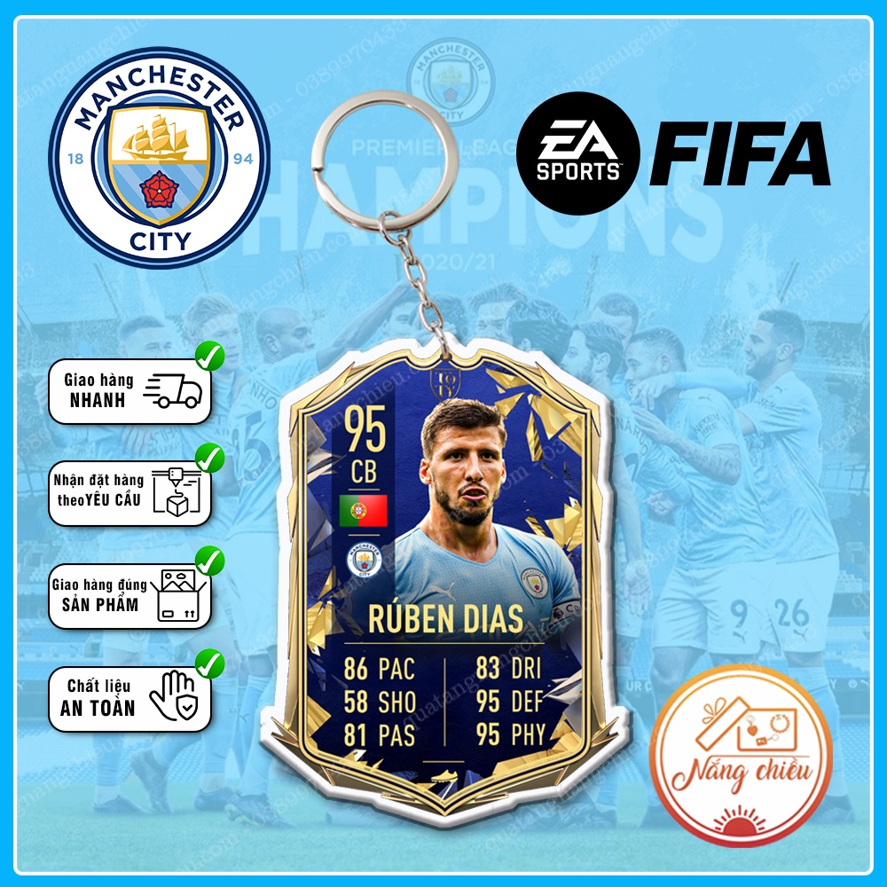 Móc Khóa Ruben Dias, CLB bóng đá Manchester City ☘️MÓC KHÓA THẺ CẦU THỦ☘️