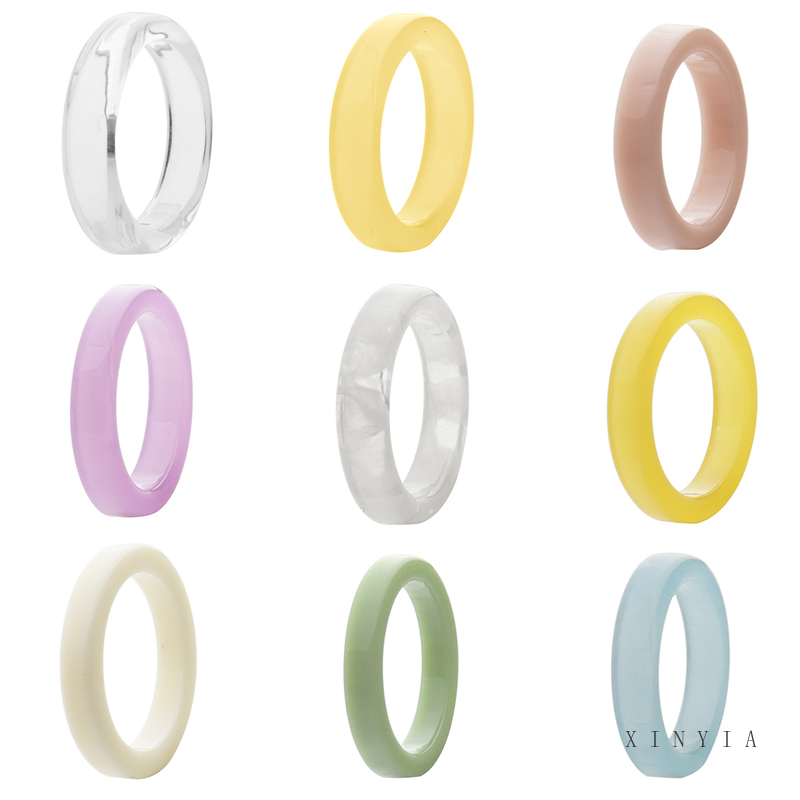 Nhẫn Nhựa Resin Mini 17mm Nhiều Màu Sắc