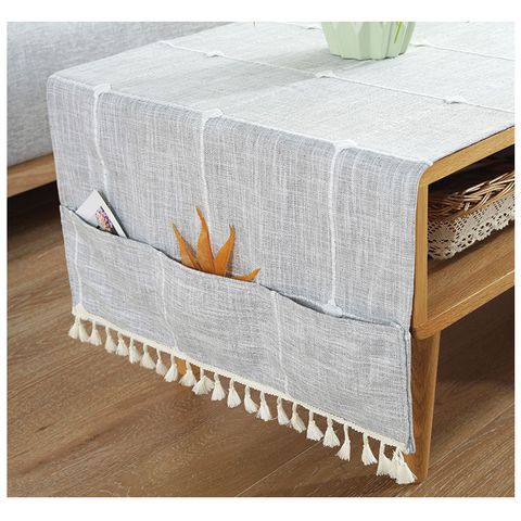 KHĂN TRẢI BÀN TRÀ LAN DECOR  HỌA TIẾT Ô VUÔNG XÁM-TBT358