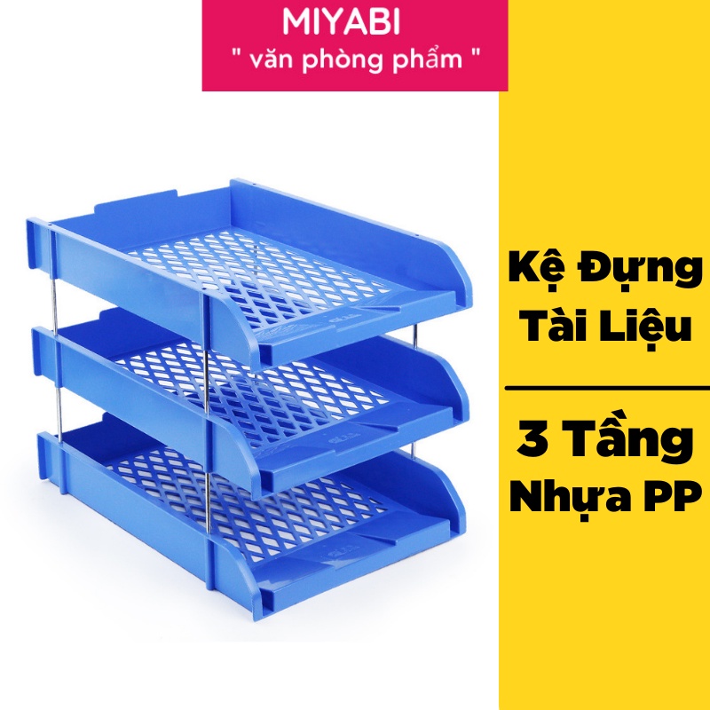 Kệ đựng tài liệu văn phòng phẩm để bàn 3 tầng - màu Xanh Biển -nhựa pp - 1 cái