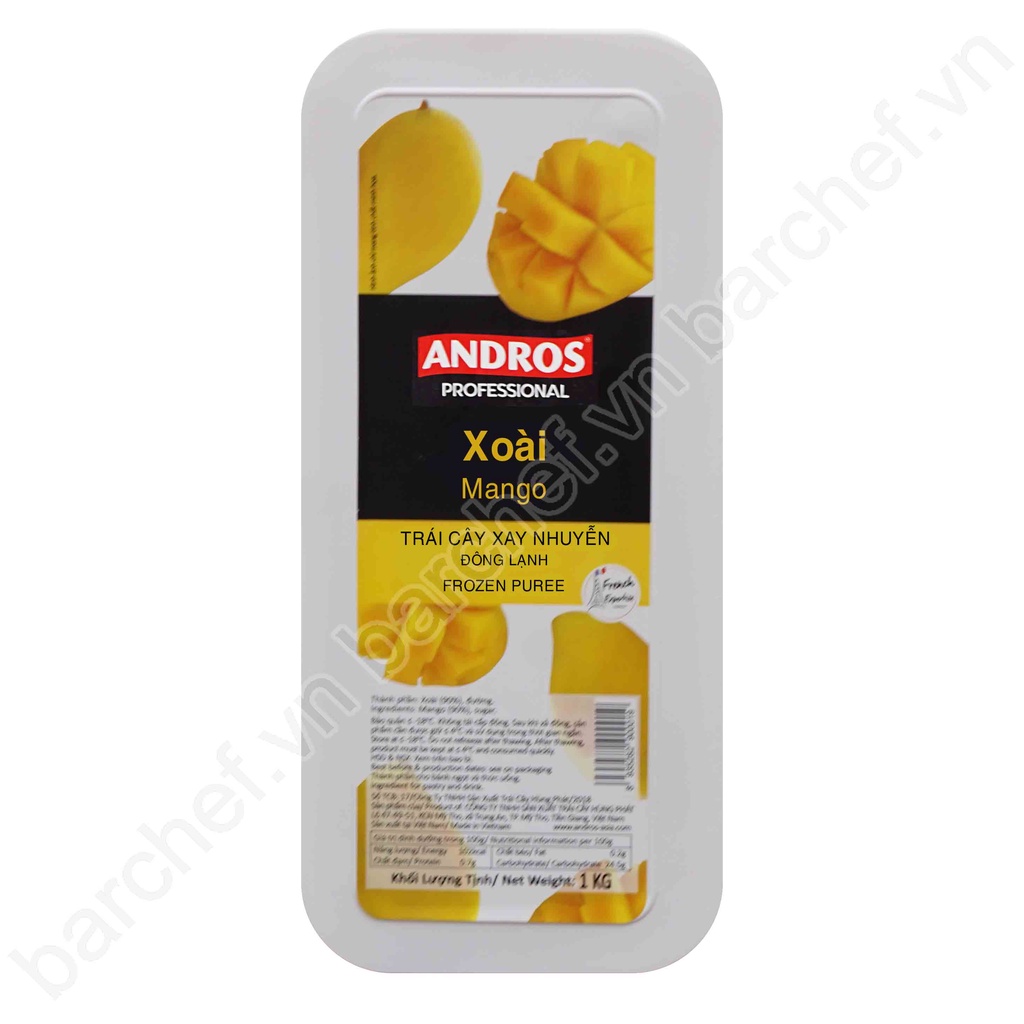 Xoài xay nhuyễn đông lạnh Andros (Mango Frozen Puree) - hộp 1kg