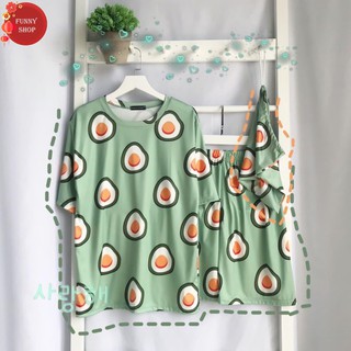 ( Kèm hình Thật) Set áo quần cartoon hình bơ kèm túi unisex