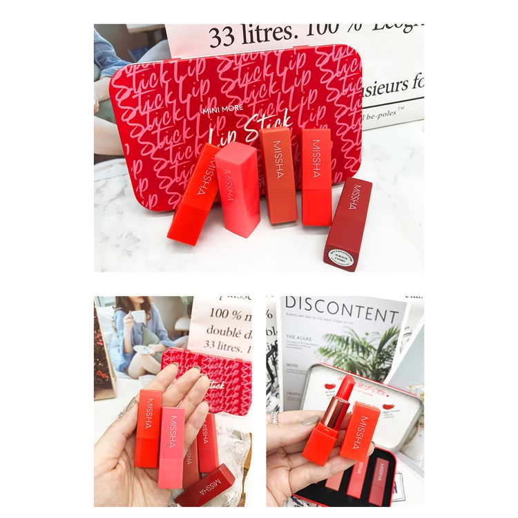 Son Môi MISSHA 5 Màu Tùy Chọn Lâu Trôi Không Phai Chống Thấm Nước Chống Dính