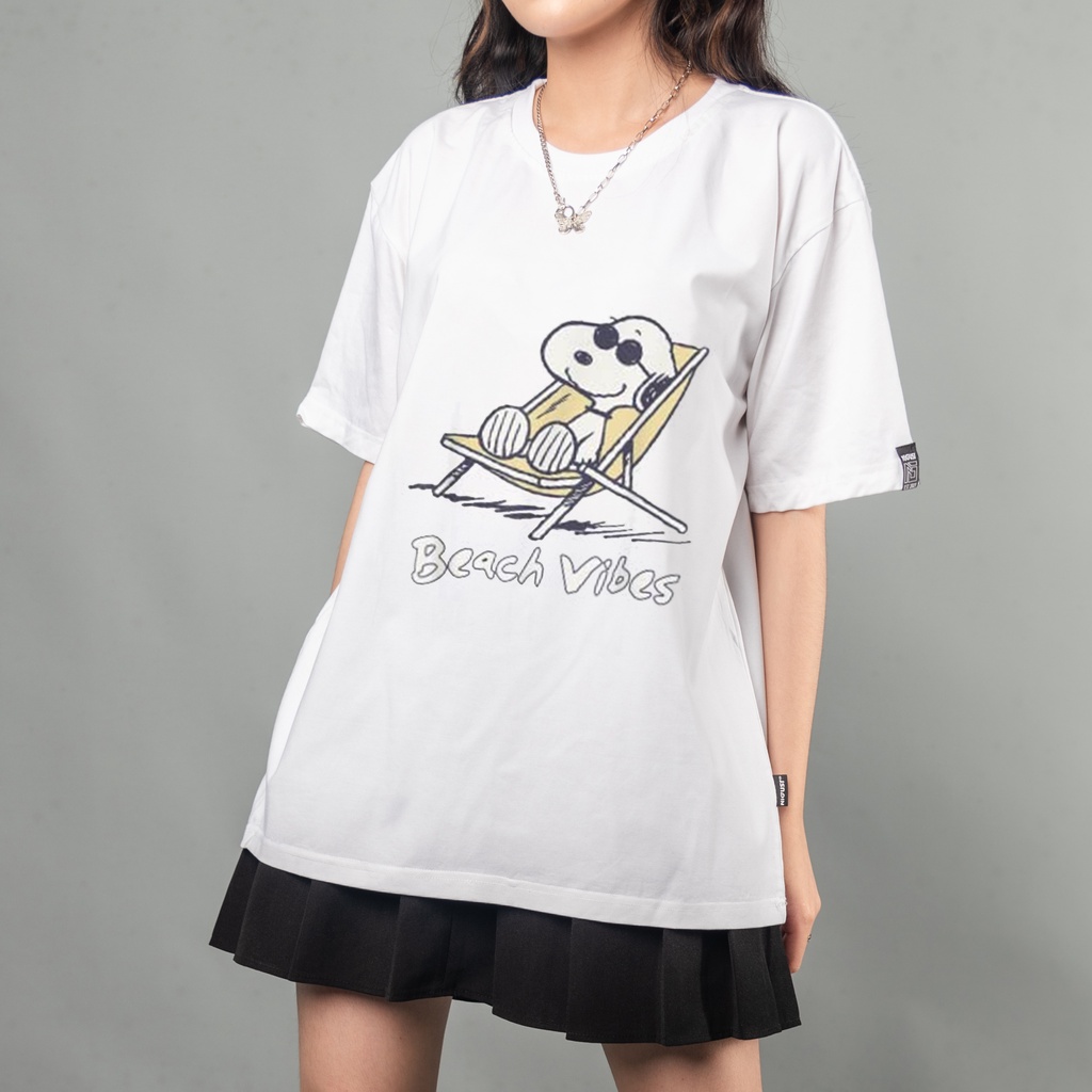 Áo Thun đen trắng tay lỡ NIGUST Snoopy N236 vải cotton cao cấp 4C Fullbox