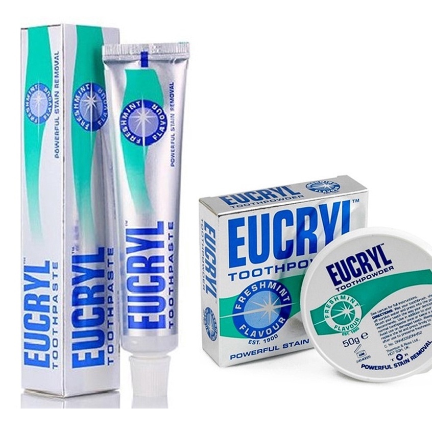 Kem Đánh Răng Và Bột Làm Trắng Răng Eucryl Toothpowder