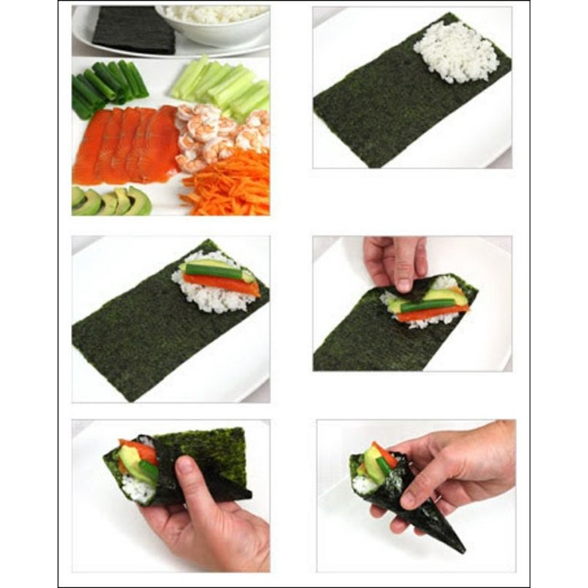 Gói 50 lá Rong biển cuộn cơm sushi nori / gimbap / kimbap (lá dày, không rách). Hàng nhập khẩu. Dùng làm món Nhật, Hàn