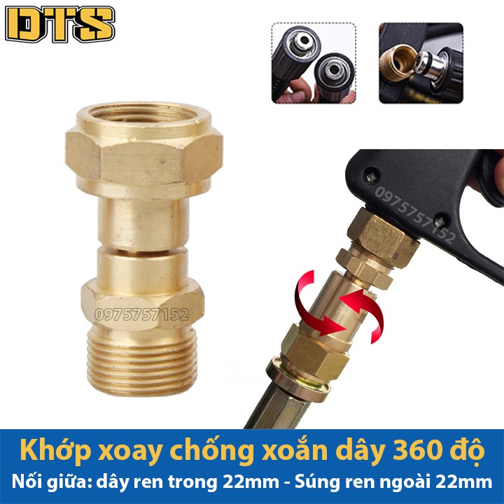 Khớp xoay chống xoắn dây phun xịt của máy rửa xe áp lực cao, máy xịt rửa cao áp