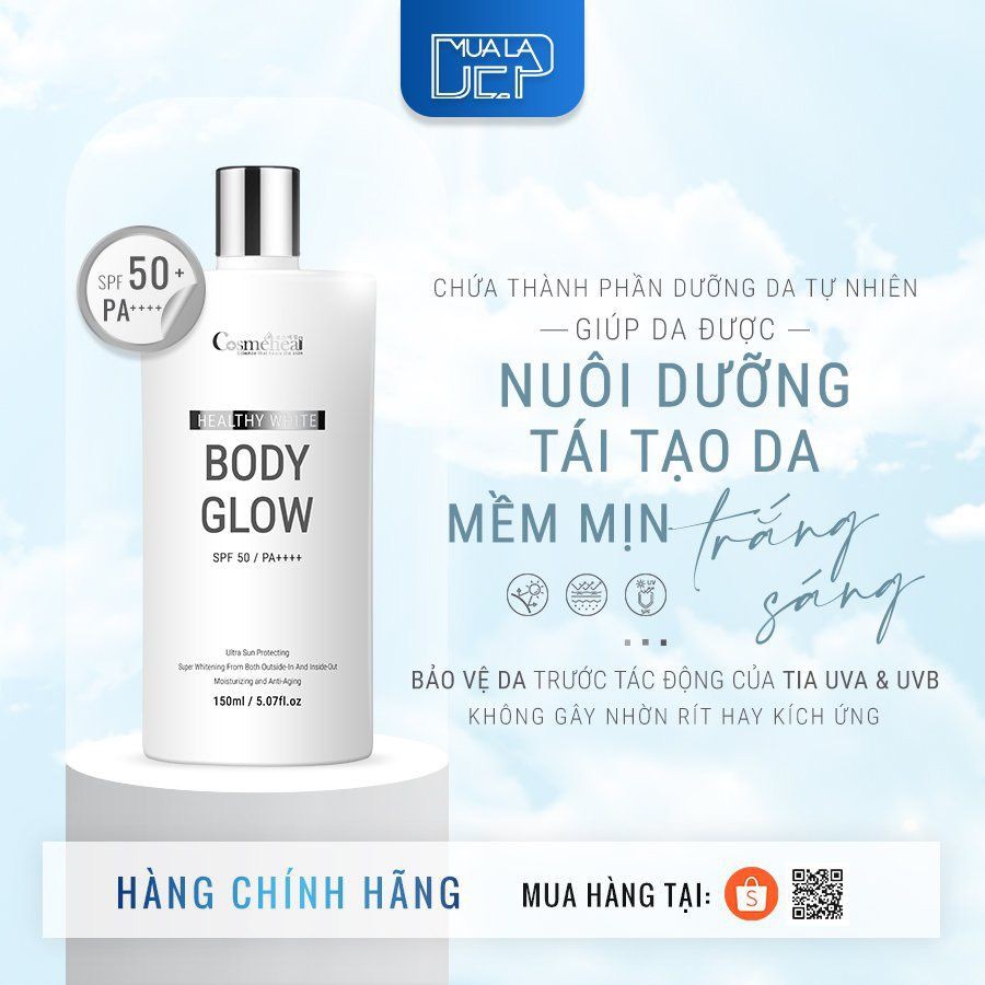 Serum Làm Sáng Da Toàn Thân COSMEHEAL Healthy White Body Glow-Sản Phẩm Được Nghiên Cứu Y Khoa-SPF 50/ PA ++++(150ml)