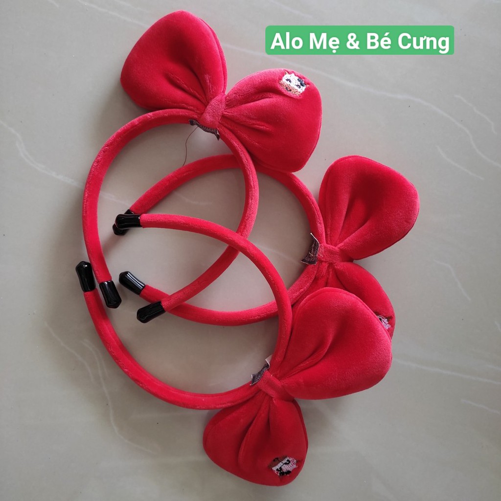 CÀI TÓC NHUNG NƠ ĐỎ, CÀI NOEL CHO BÉ SIÊU DỄ THƯƠNG