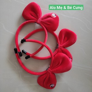 CÀI TÓC NHUNG NƠ ĐỎ, CÀI NOEL CHO BÉ SIÊU DỄ THƯƠNG