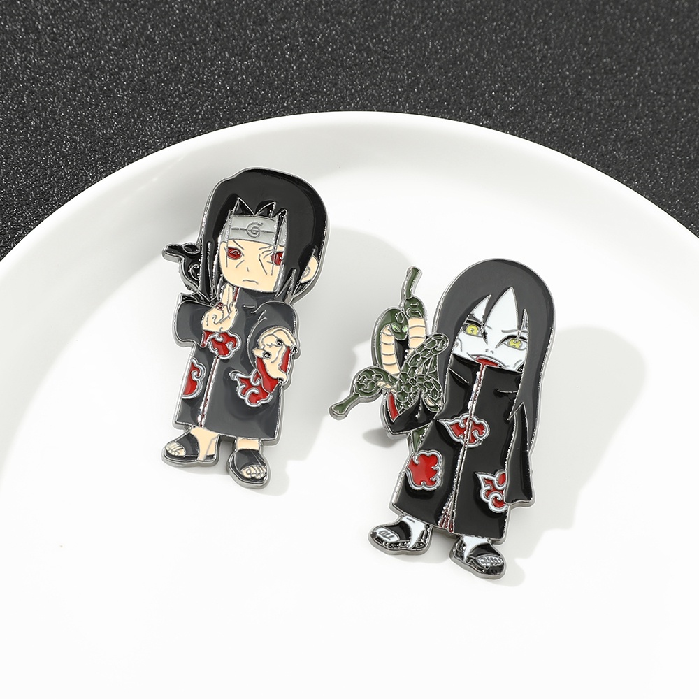 Huy hiệu cài áo bằng kim loại tráng men hình Naruto Akatsuki Sasori Orochimaru