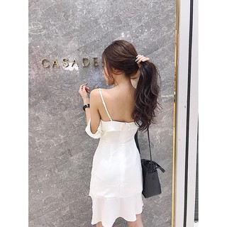 Đầm 2 dây bèo rớt vai - trơn