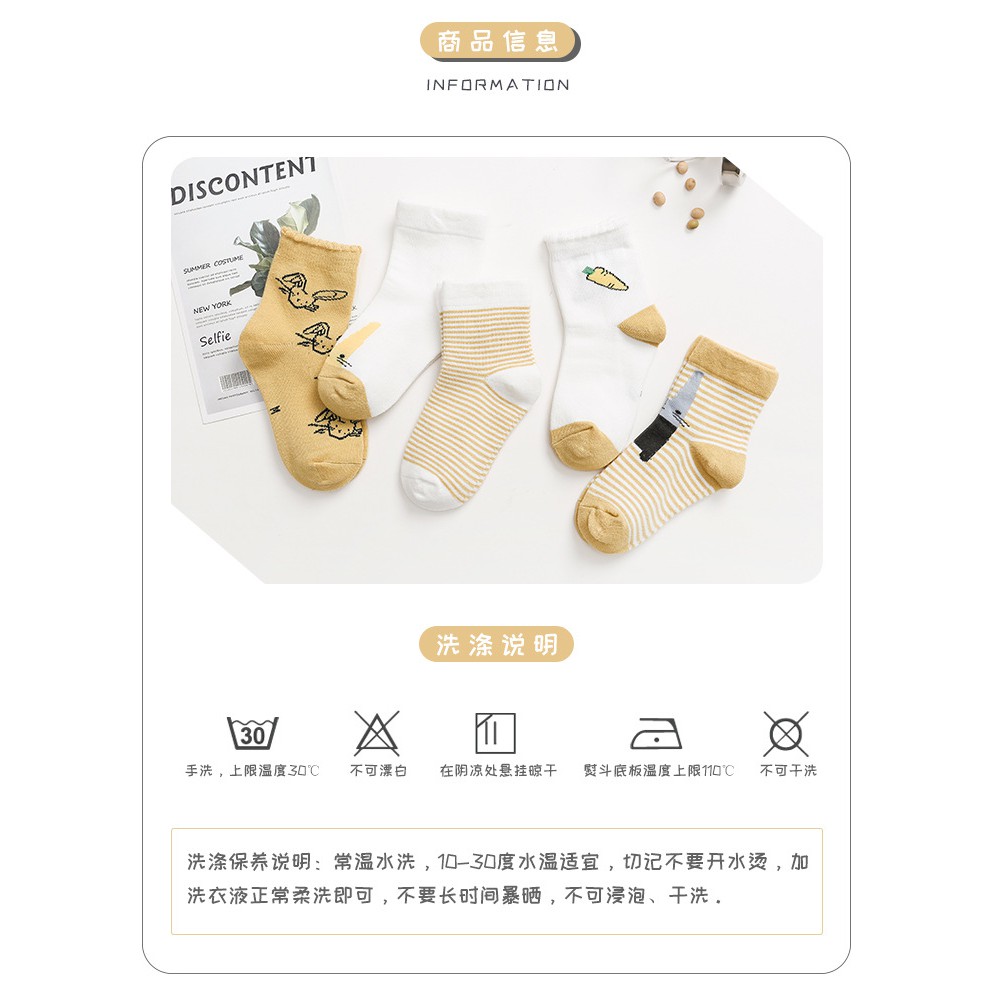 Set 5 Đôi Tất Cotton Hoạ Tiết Hoạt Hình Dành Cho Bé