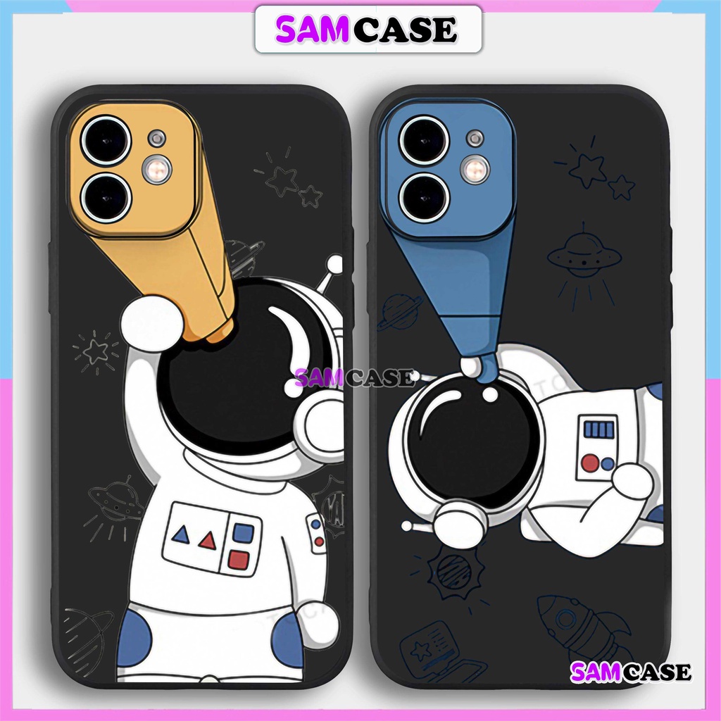 Ốp lưng iPhone Phi hành gia Cute cạnh viền vuông silicon mềm dẻo cho iphone 6/6s/7/8/X/XS/XR/11/12/13/14 Pro Plus Max