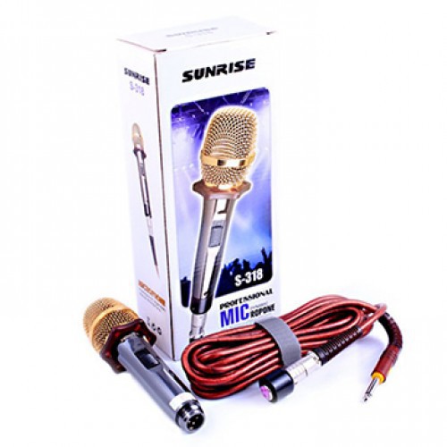 Micro Karaoke Sunrise S318 Có Dây Vặn Chắc Chắn - Hát Cực Hay Kèm Chống Lăn Mic