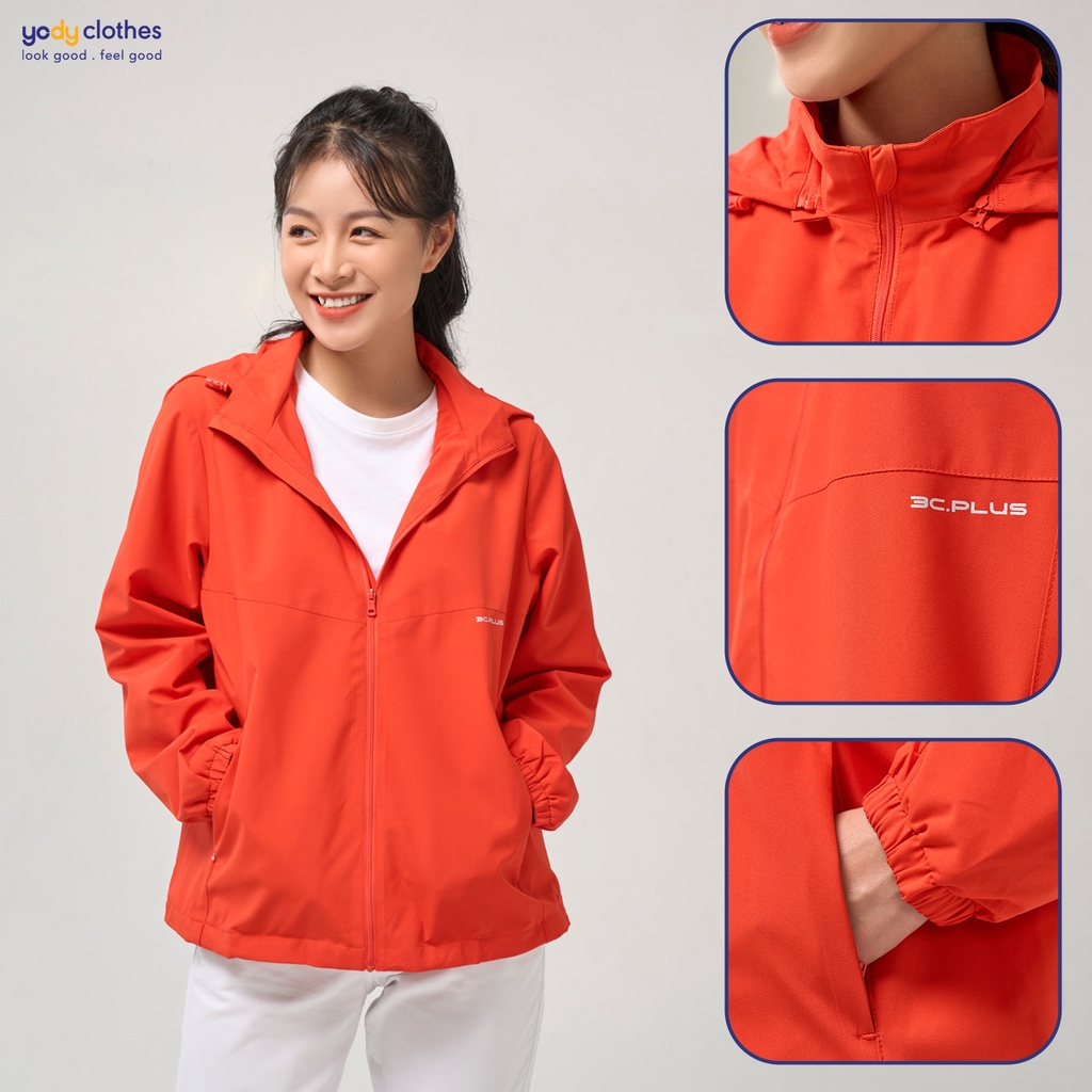 Áo gió nữ YODY 2 lớp ấm áp cản gió cản nước có mũ dáng thể thao AKN5040