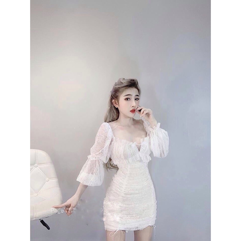 Đầm ôm 2 lớp phối ren ( có mút ngực )