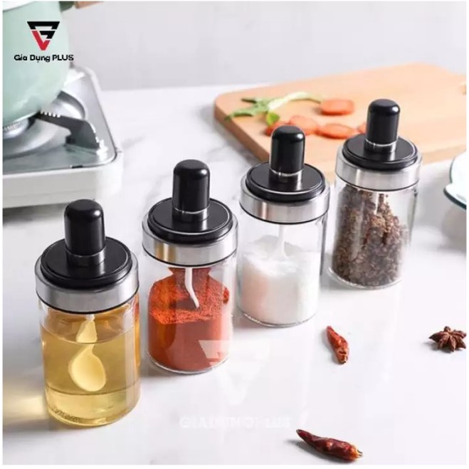 Lọ Đựng Gia Vị, Hũ Đựng Gia Vị Kèm Muỗng Mẫu Mới 2021