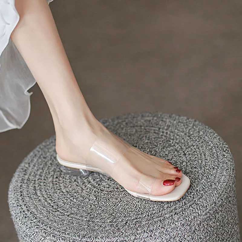Giày Gót Thấp Trong Suốt Thời Trang Cho Nữ
