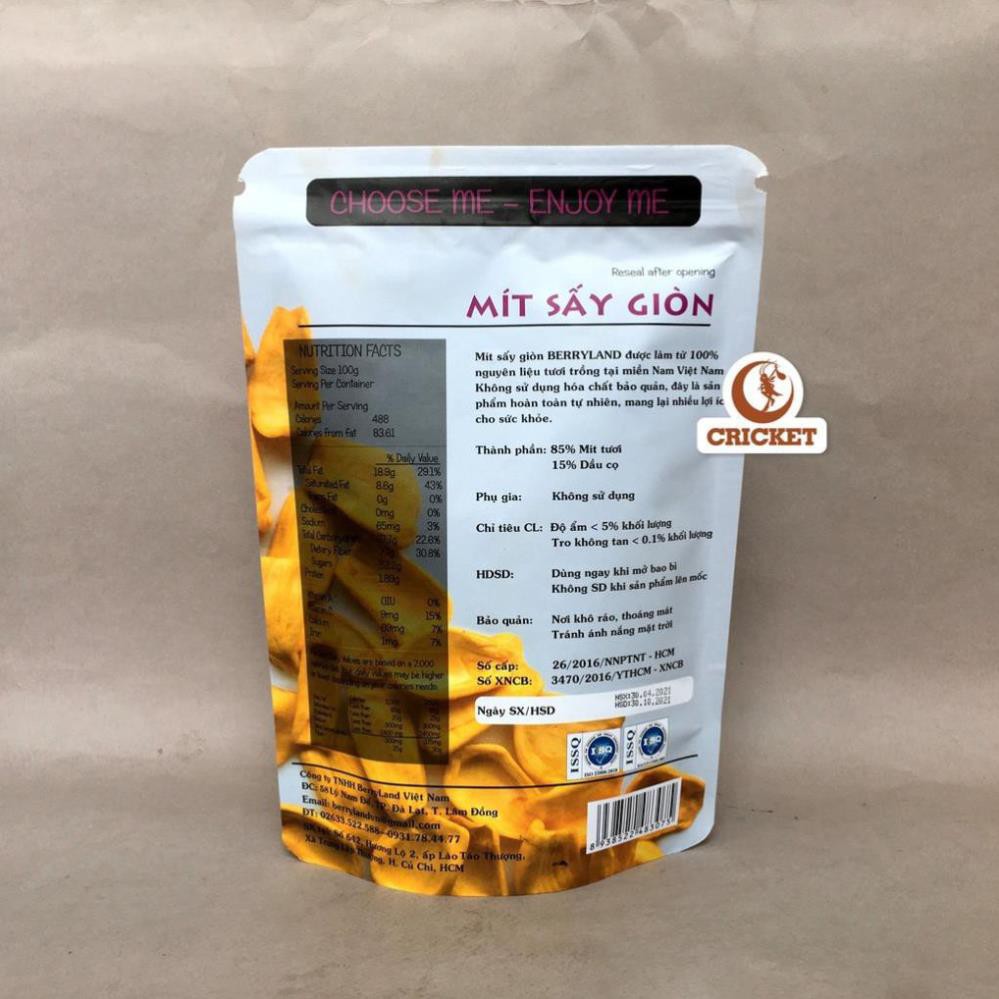 Mít Sấy Giòn BerryLand 120g - Đặc sản Đà Lạt - 100% tự nhiên không chất bảo quản