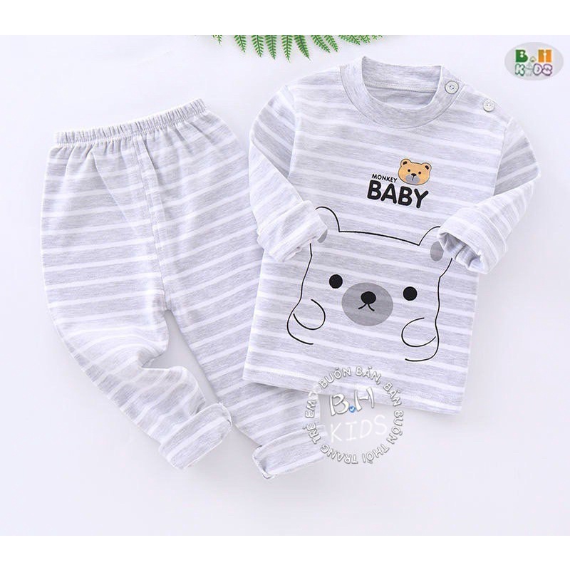 Đồ bộ dài tay cotton nỉ in hinh cho bé trai bé gái Hani Xiang (Qate03)