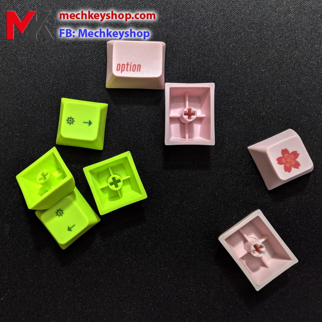 Bộ nút Keycap GK64 GK64s chất liệu PBT in Dye Sub (Trắng phối vàng chữ nhỏ)