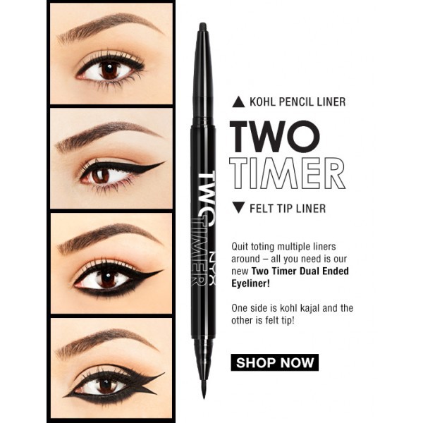 NYX - Bút Kẻ Mắt Nước 2 Đầu NYX Two Timer Kohl Pencil Liner &amp; Felt Tip Liner