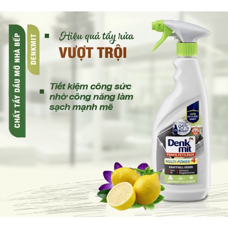 Chai xịt tẩy dầu mỡ nhà bếp dùng lau bếp, vỉ nướng Power-Fettlöser Multi-Power 4, 750ml