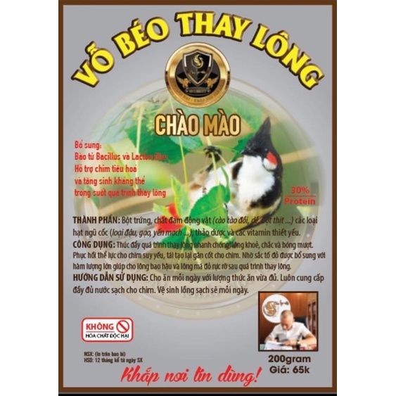 Cám vỗ béo thay lông chào mào-lão đại