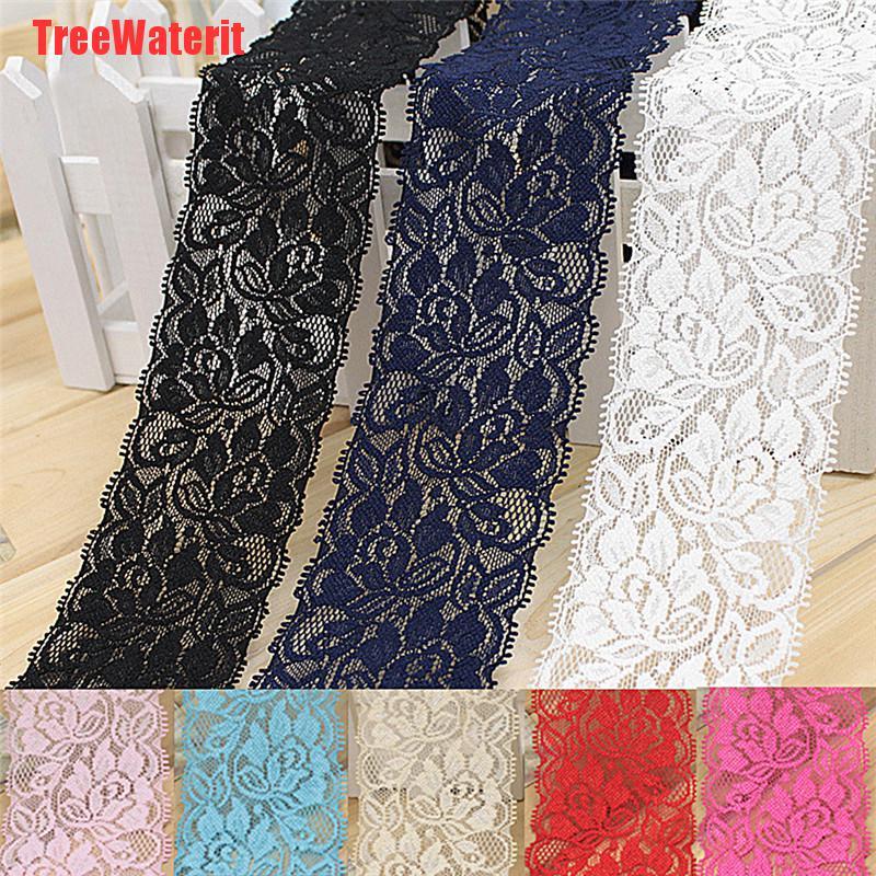 TreeWaterit 1yard 6.5cm Flower Stretch Lace Trim Sewing Dress Skirt Decor DIY Ribbon Craft