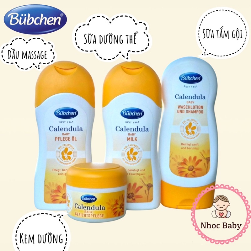 BUBCHEN | Bộ sản phẩm chăm sóc da chiết suất cúc vạn thọ hữu cơ cho bé 0m+